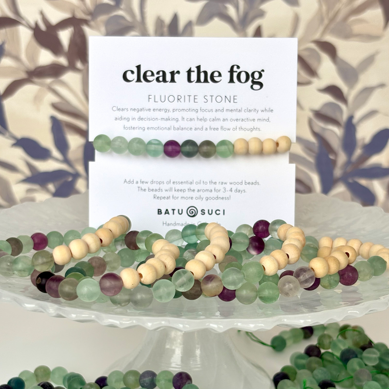 CLEAR THE FOG  |  Fluorite + Aromatherapy Diffuser Bracelet