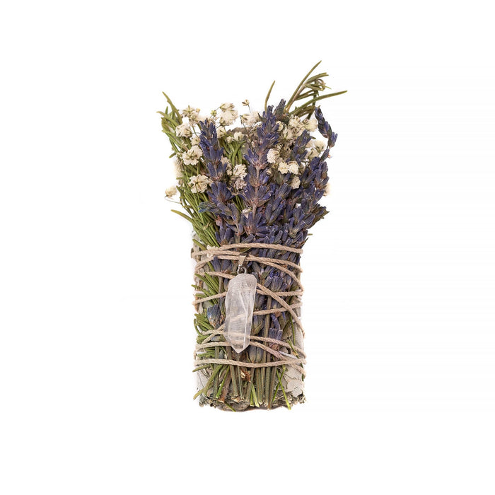 Floral Sage Clear Quartz Pendant Spiritual Cleansing Bundle