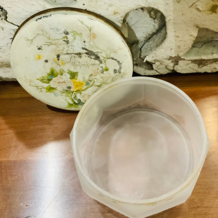 Langlois New York Dusting Powder Jar with Painted Top  - Vintage