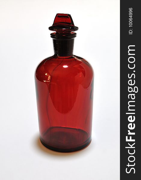 Ruby Red 500ml Reagent Laboratory Bottle - Vintage