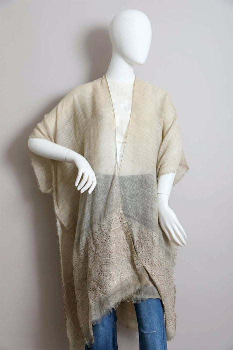 Sequin Detailed Frayed Kimono