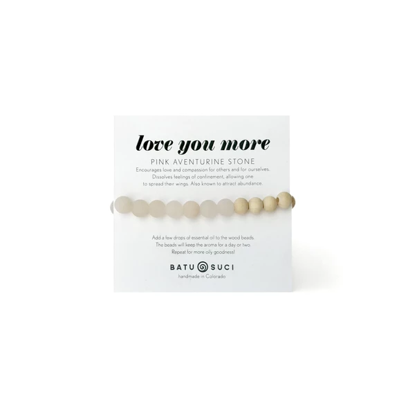 LOVE YOU MORE Pink Aventurine Diffuser Bracelet