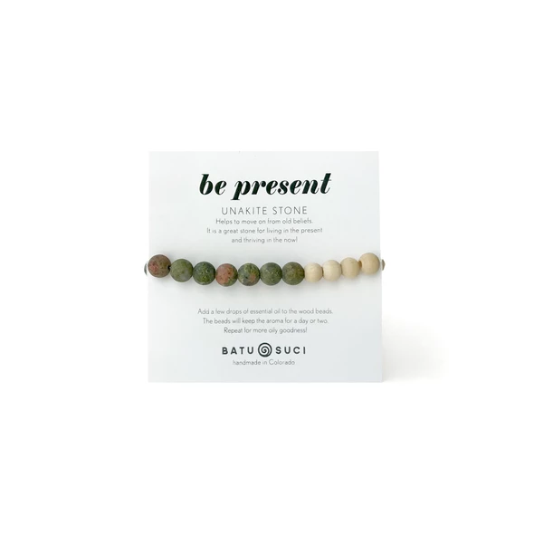 BE PRESENT Unakite Diffuser Bracelet