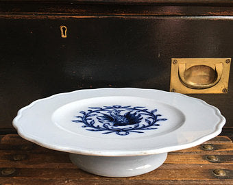 Vintage English Cauldon Cake Plate - Lt Blue