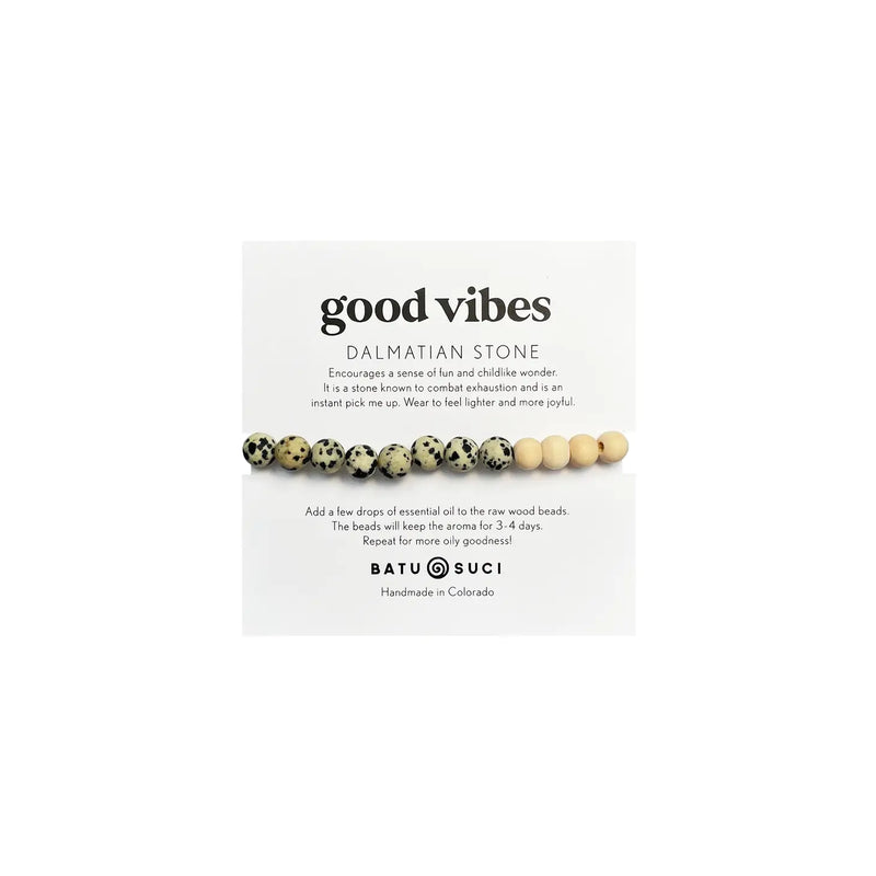 GOOD VIBES Dalmatian Jasper Diffuser Bracelet