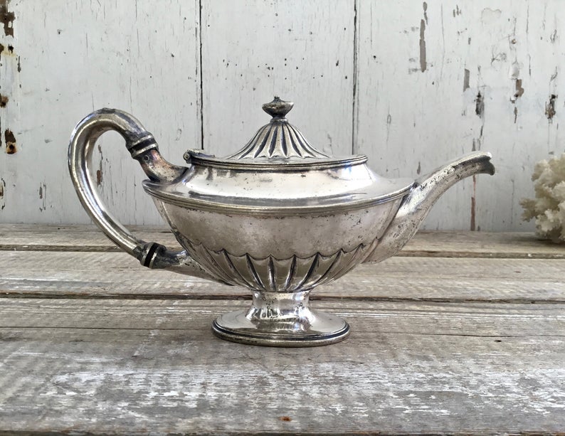 Antique Hotel Silver Tea Pot and Sugar Bowl - Set